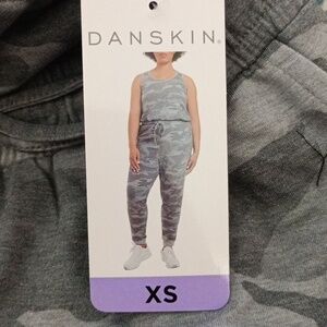 Danskin Gray Camouflage Jumpsuit Woman XS Rayon With Pockets